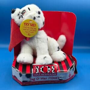 Disney 101 Dalmations Fidget Puppy Dog Plush Mattel 1996 Tug Of War 9” VTG MiB